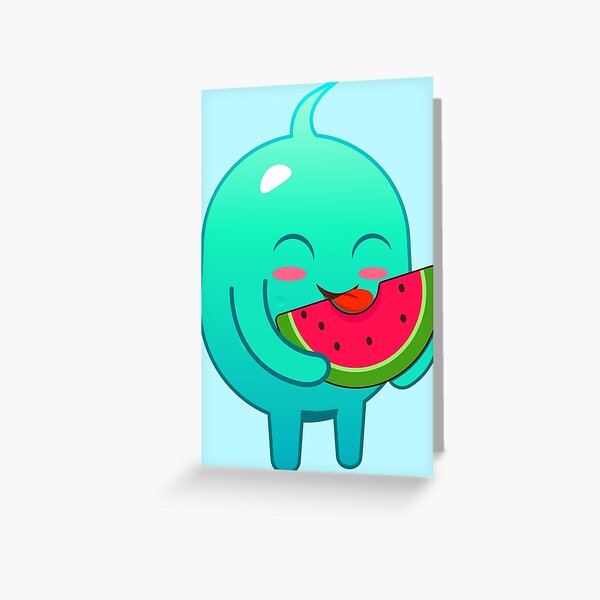 Eating watermelon, Burntboo Greeting Card