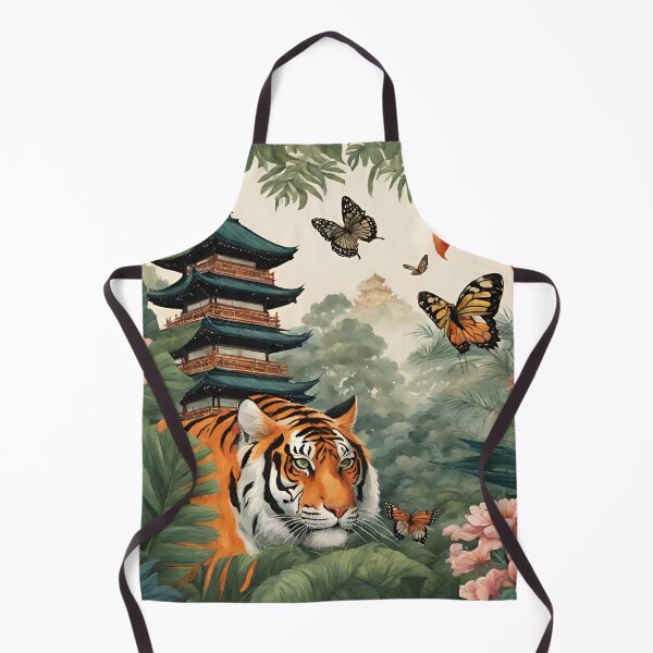 Item preview, Tiger and butterfly, plants, flowers, nature, pagoda, China designed and sold by Sugar Wisdom .