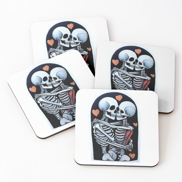 Item preview, Skeletons hugging lovers designed and sold by catcraftss.