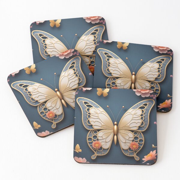 Item preview, A Chinese moon butterfly with open wings, revealing subtle flower patterns designed and sold by IAmagineFR.