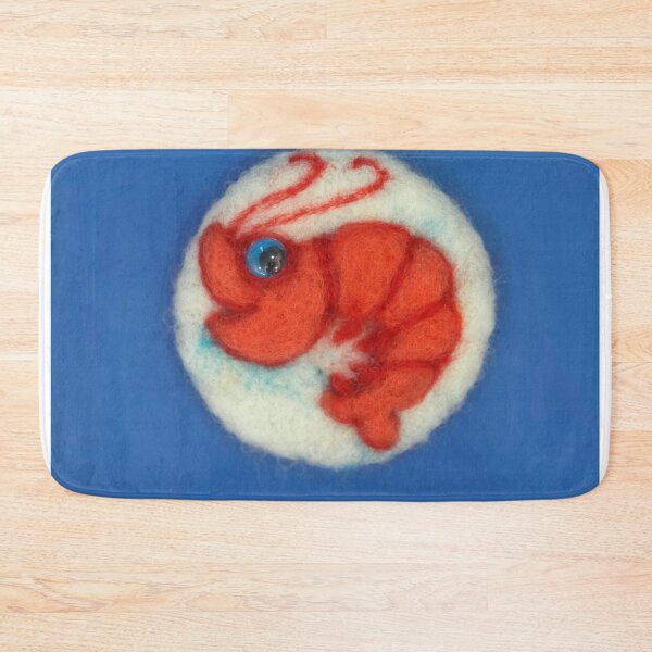 Item preview, Brooch red shrimp on blue background designed and sold by olena2552.