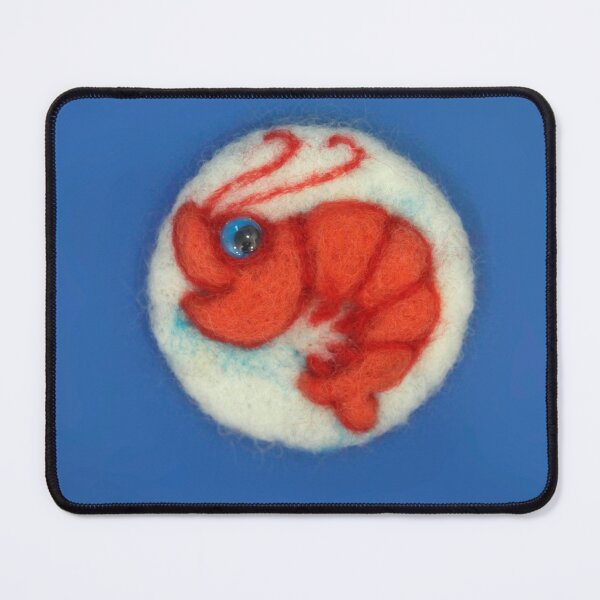 Item preview, Brooch red shrimp on blue background designed and sold by olena2552.