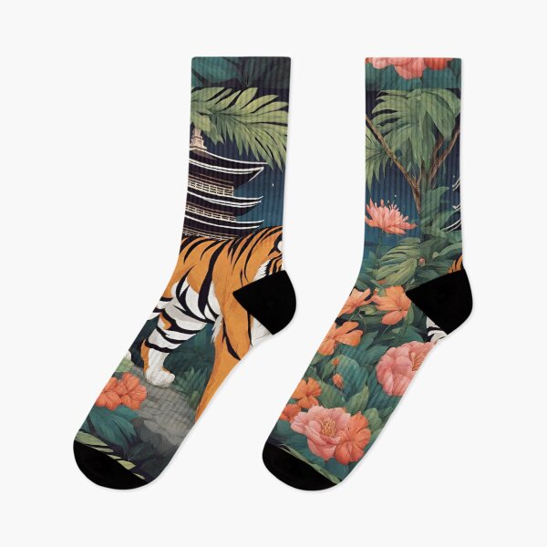 Item preview, Tiger and butterfly, plants, flowers, nature, pagoda, China designed and sold by Sugar Wisdom .