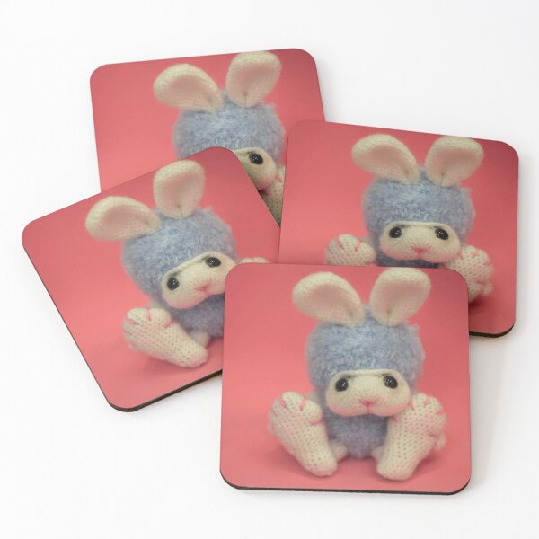 Item preview, Cute crocheted toy rabbit on pink background designed and sold by olena2552.