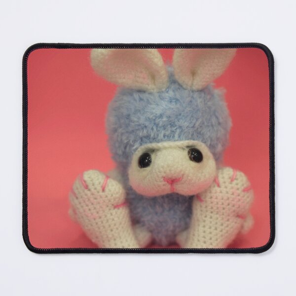 Item preview, Cute crocheted toy rabbit on pink background designed and sold by olena2552.
