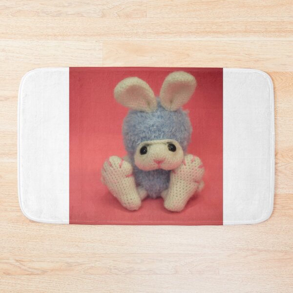 Item preview, Cute crocheted toy rabbit on pink background designed and sold by olena2552.