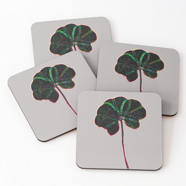 Item preview, Dark Rainbow Neon Abstract Black Real 5 Leaf Clover designed and sold by kattakitty.