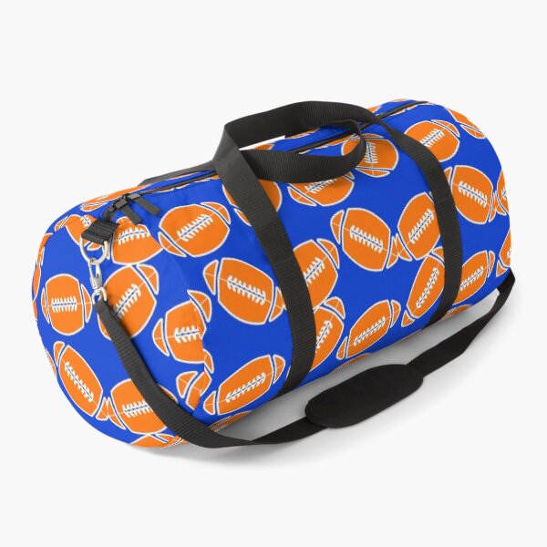 Item preview, Football Fever: Catch, Live, Love! Pattern with Orange Footballs on Blue designed and sold by IraNiva.