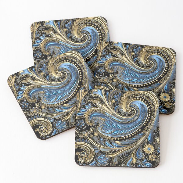Item preview, Blue and gold ornate textured print designed and sold by dcrc.
