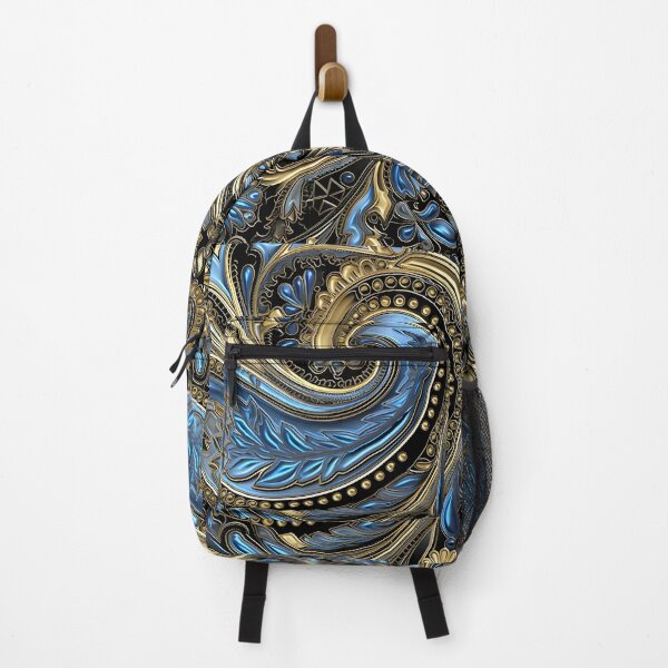 Item preview, Blue and gold ornate textured print designed and sold by dcrc.
