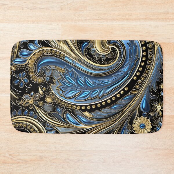 Item preview, Blue and gold ornate textured print designed and sold by dcrc.