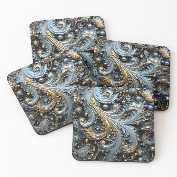 Item preview, Blue and gold ornate textured print designed and sold by dcrc.