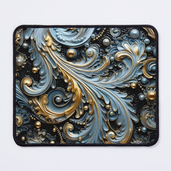 Item preview, Blue and gold ornate textured print designed and sold by dcrc.