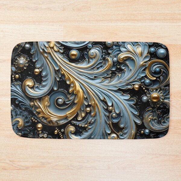 Item preview, Blue and gold ornate textured print designed and sold by dcrc.