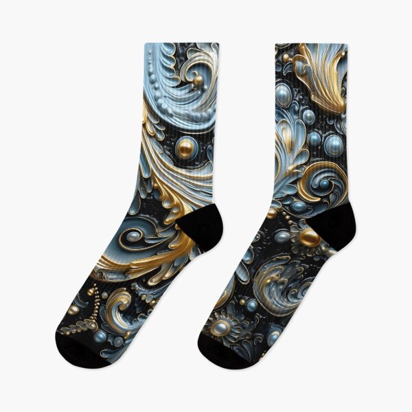 Item preview, Blue and gold ornate textured print designed and sold by dcrc.