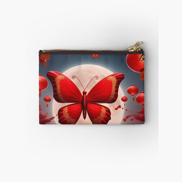 Item preview, A Chinese moon butterfly surrounded by traditional red lanterns, evoking a festive atmosphere designed and sold by IAmagineFR.