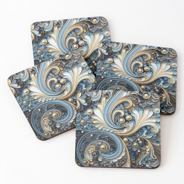 Item preview, blue and gold ornate textured print designed and sold by dcrc.