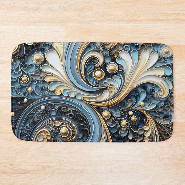 Item preview, blue and gold ornate textured print designed and sold by dcrc.