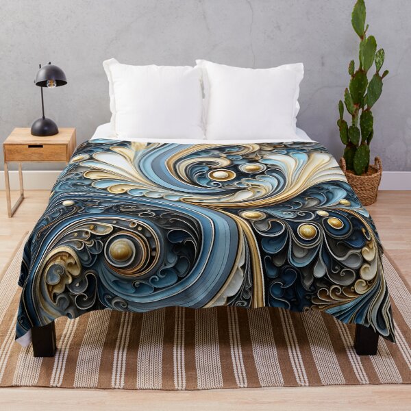 Item preview, blue and gold ornate textured print designed and sold by dcrc.