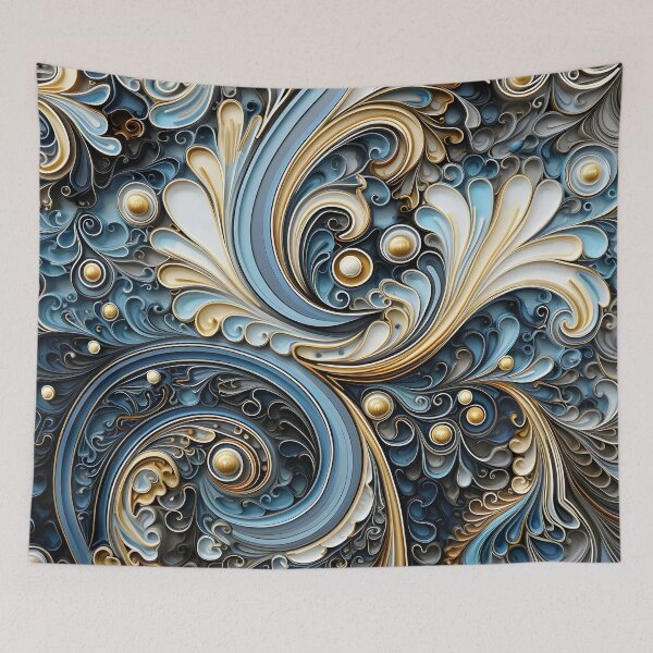 Item preview, blue and gold ornate textured print designed and sold by dcrc.