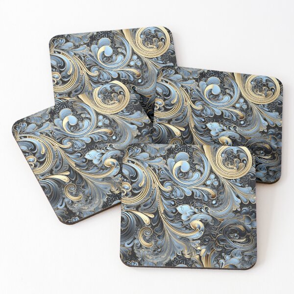 Item preview, blue and gold ornate textured print designed and sold by dcrc.