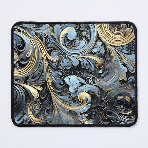Item preview, blue and gold ornate textured print designed and sold by dcrc.