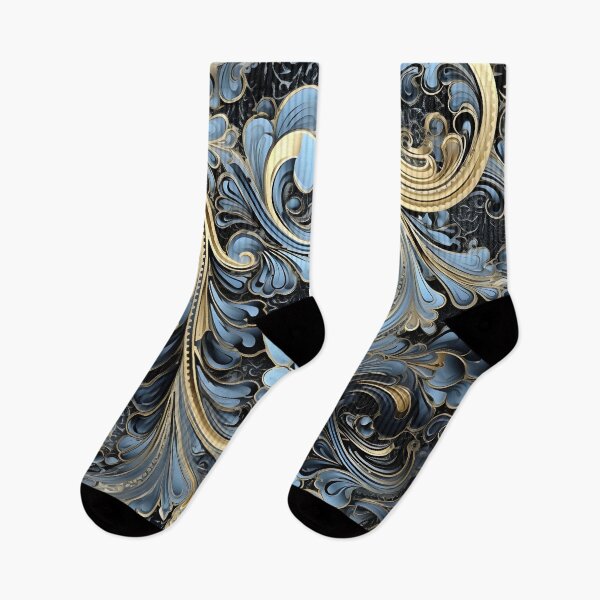 Item preview, blue and gold ornate textured print designed and sold by dcrc.