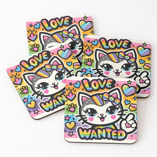 Item preview, Love Wanted: Cute Kitten with Rainbow Background designed and sold by Tomasz C.