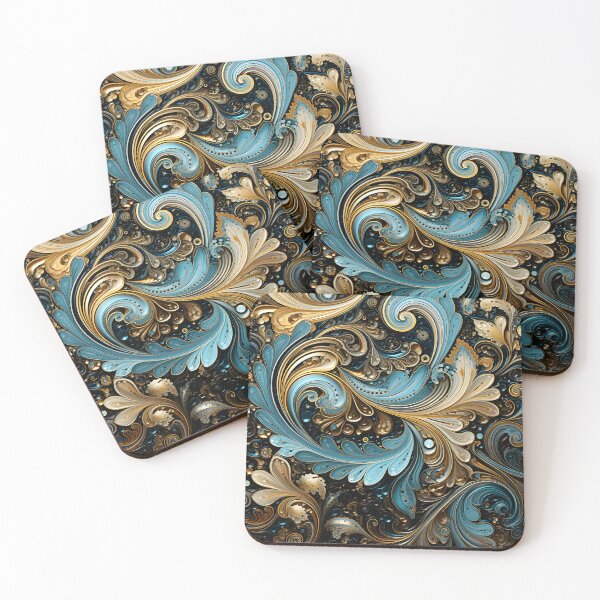 Item preview, blue and gold ornate textured print designed and sold by dcrc.