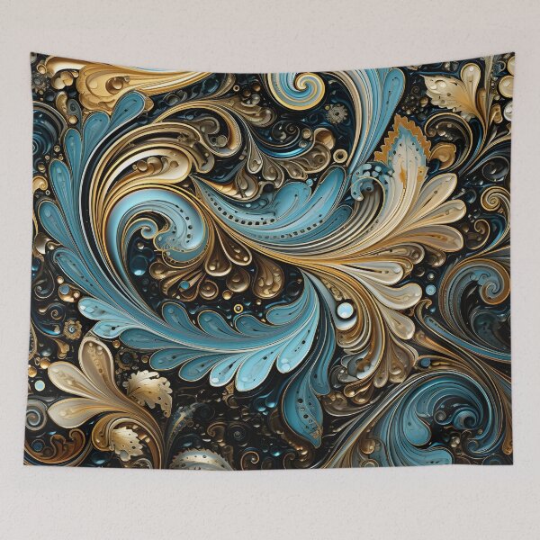 Item preview, blue and gold ornate textured print designed and sold by dcrc.