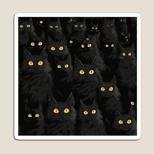 Aperçu de l'œuvre Collectif de chats noirs espiègles créée et vendue par PawsInAJar.