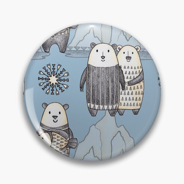 Item preview, Cute Polar Bears family hand drawn pattern on the blue background. designed and sold by NadyaSaen.