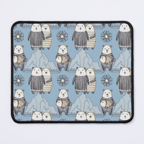 Item preview, Cute Polar Bears family hand drawn pattern on the blue background. designed and sold by NadyaSaen.