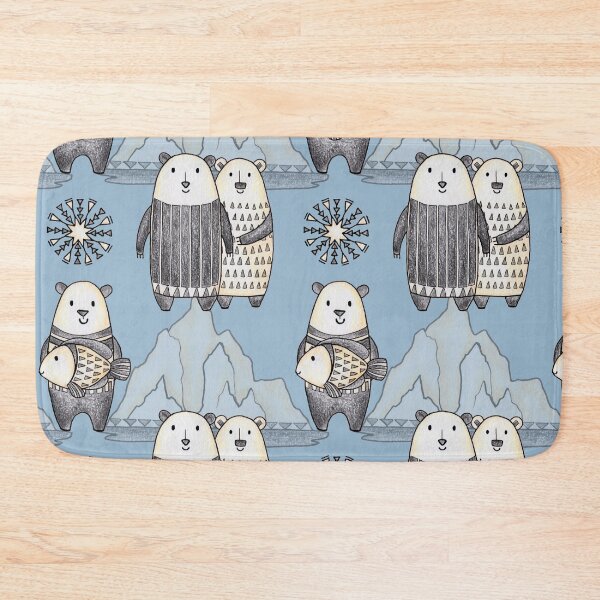 Item preview, Cute Polar Bears family hand drawn pattern on the blue background. designed and sold by NadyaSaen.