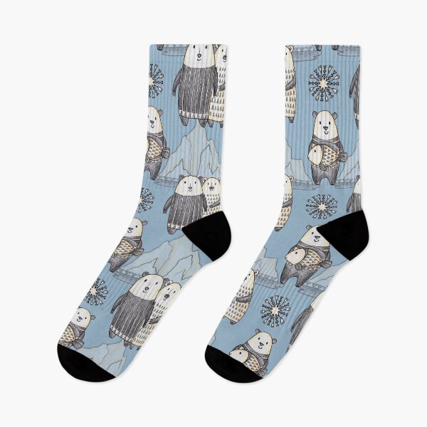Item preview, Cute Polar Bears family hand drawn pattern on the blue background. designed and sold by NadyaSaen.