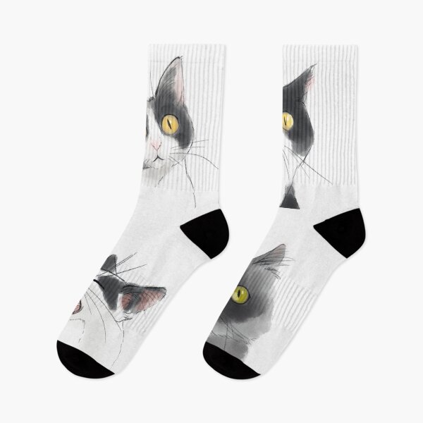 Item preview, White and gray cat designed and sold by RinRiver.