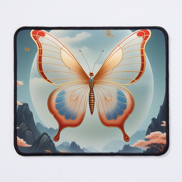Item preview, A Chinese moon butterfly with translucent wings, revealing miniature Chinese landscape motifs designed and sold by IAmagineFR.