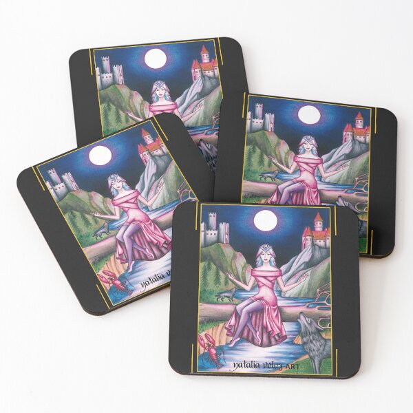 Item preview, The Moon with card frame, Arcanum of the Sortilegium tarot designed and sold by NataliaVelezArt.