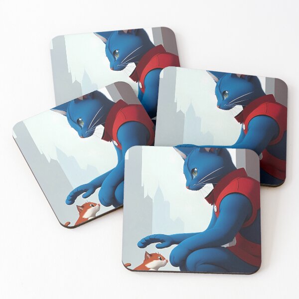 Item preview, blue cat with red mouse designed and sold by pretty-Designed.