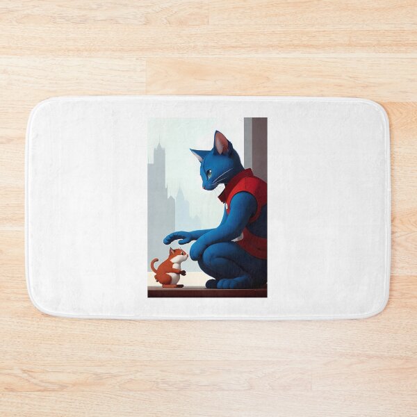 Item preview, blue cat with red mouse designed and sold by pretty-Designed.