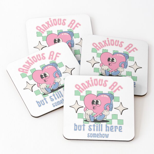 Item preview, Anxious AF but still here - Retro Heart Mental Health designed and sold by stumblingdesign.