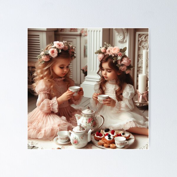 Item preview, Two Girls Having A Tea Party designed and sold by PixelsNBows.