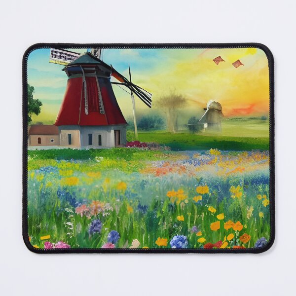 Item preview, Windmill In A Field Of Flowers designed and sold by Paw's Arts.