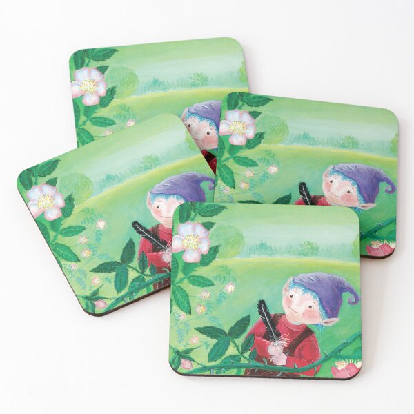 Item preview, Purple Hat Gnome and a Pink Wild Rose Bush designed and sold by Julia Doria.