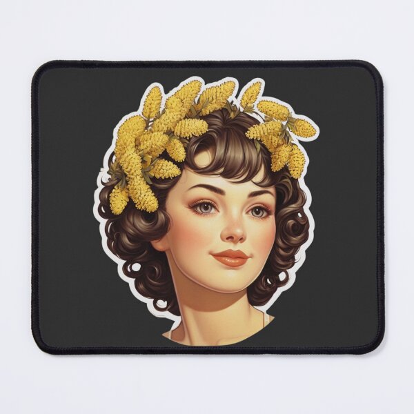 Item preview, Beautiful girl with wattle in her hair. designed and sold by NewtBoo.