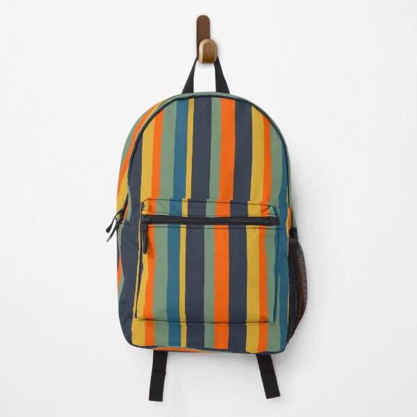 Item preview, Retro Modern Vertical Stripe Pattern Blue Sage Orange Mustard designed and sold by kierkegaard.