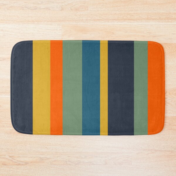 Item preview, Retro Modern Vertical Stripe Pattern Blue Sage Orange Mustard designed and sold by kierkegaard.
