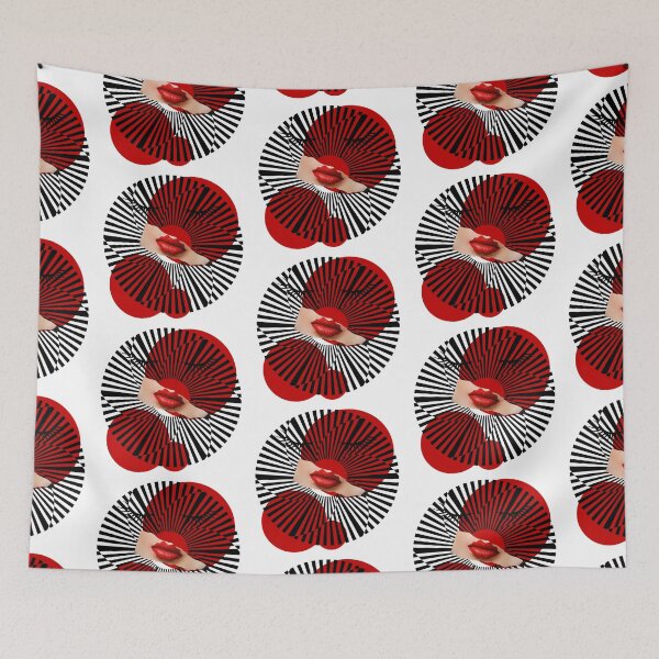 Item preview, Ilusión Óptica en líneas de dibujo | Fusión Artística | Labios y ojos de mujer designed and sold by brynatshop.