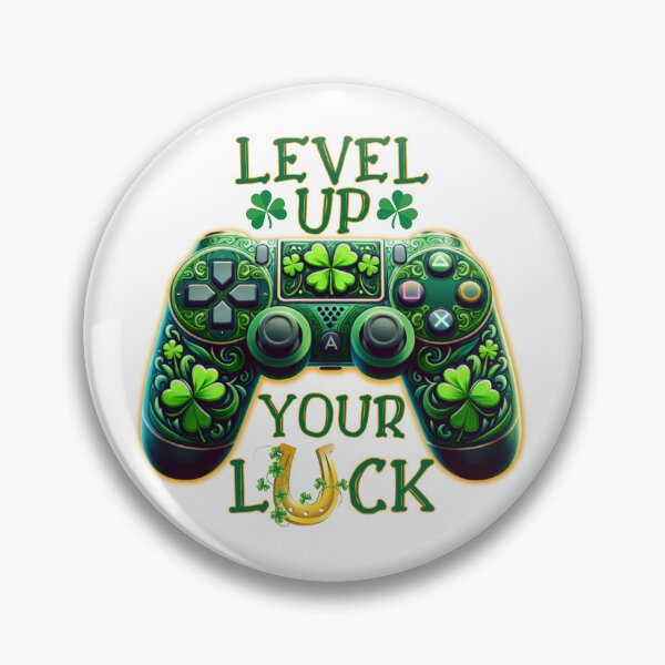Aperçu de l'œuvre Améliorez votre chance Contrôleur de jeu vidéo pour la Saint-Patrick créée et vendue par Pixels2Patterns.