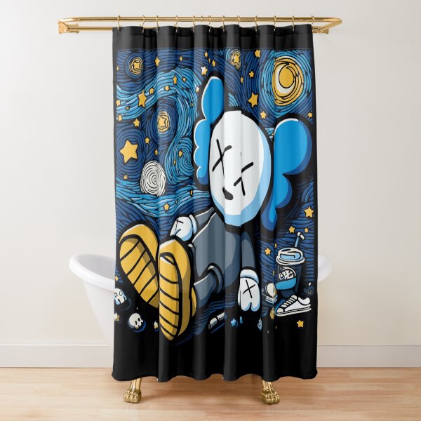 KAWS Passing Through Bath Bathtub Waterproof Shower Curtain outlets 150x200cm With Hooks